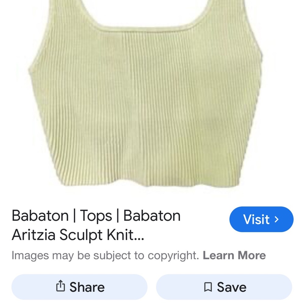 Babaton Cropped Ribbed Tank in Soft Mint